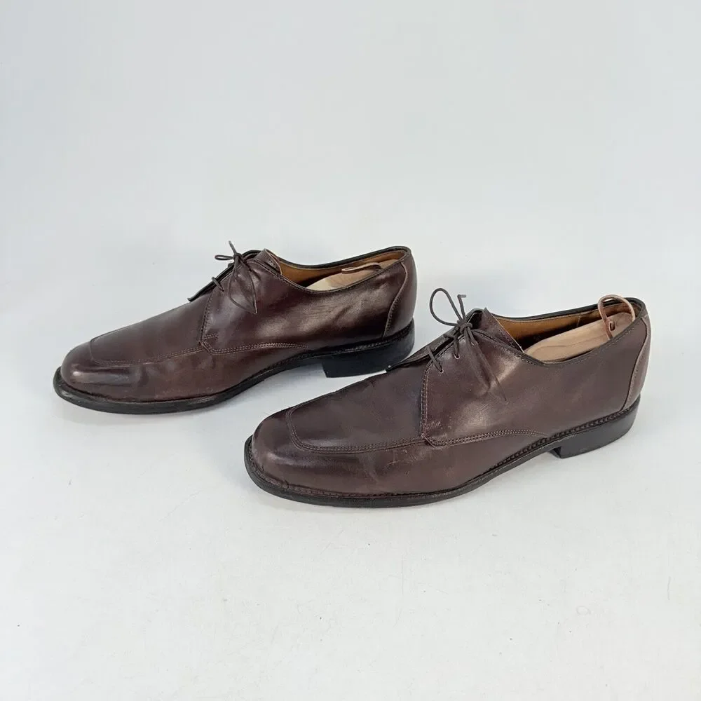 Allen Edmonds Burton Brown Leather Apron Toe Mens Blucher Dress Shoes 10